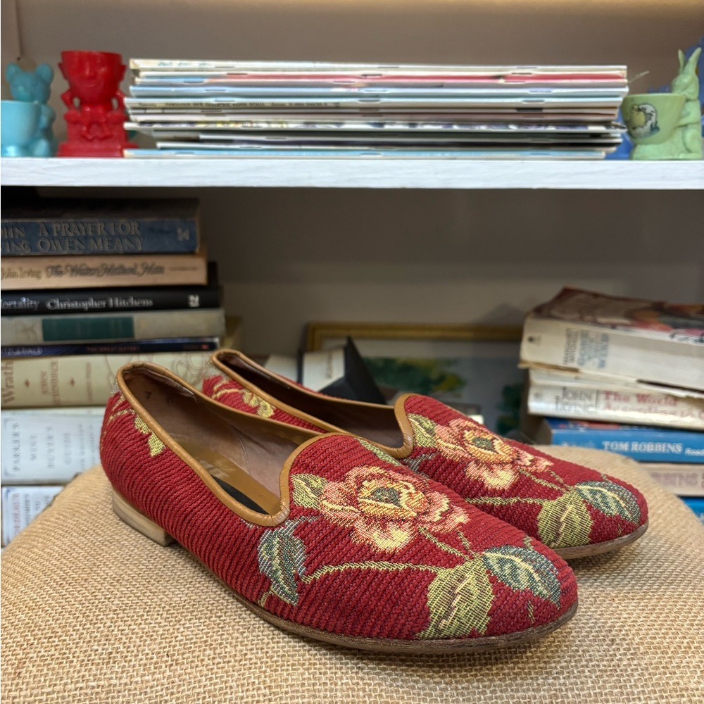 Floral Red Loafers
